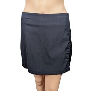 ASOS Black Mini Skirt 12 Viscose Blend Side Zip Front Slit Y2K Minimalist 90s